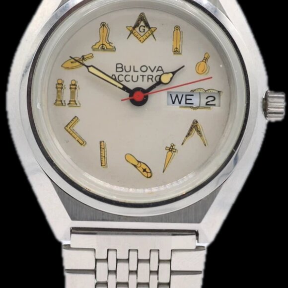 Vintage Accutron R-333 Masonic Men\'s Quartz Wristwatch Hong Kong Steel main image 4